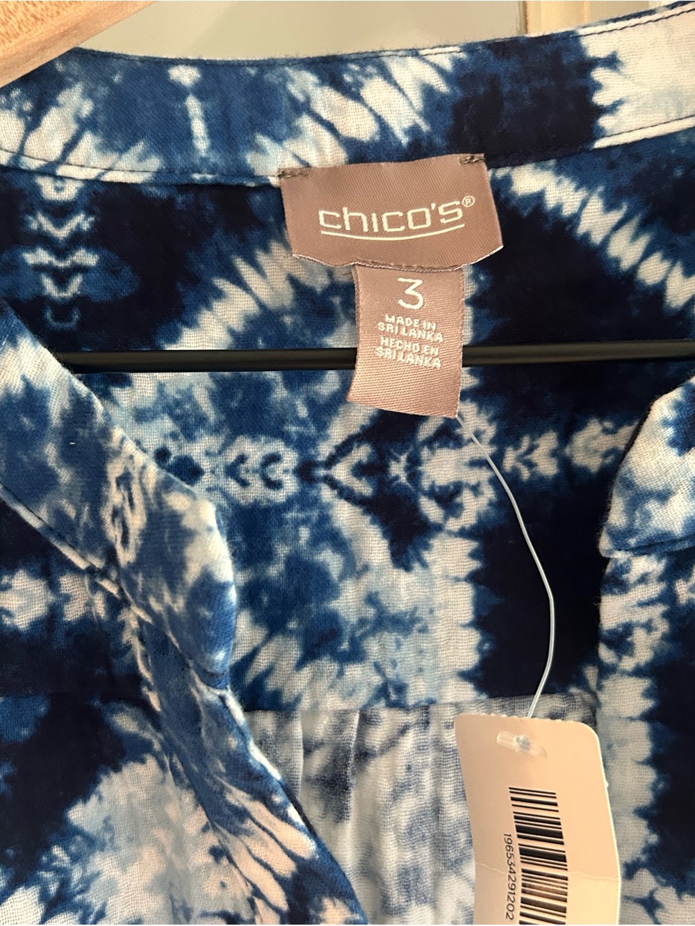Chico's Blue and White Tie-Dye Gauze Midi Dress - Picture 5 of 9